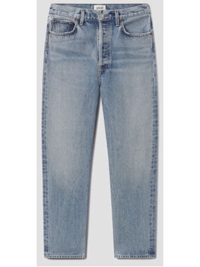 AGOLDE Riley Crop Jeans Women 29 Light Wash High Rise Straight Raw Hem